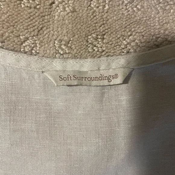 **SOLD**Soft Surroundings, 100% Linen, Relaxed Fit, Short Sleeve Dress, Beige - Picture 6 of 10